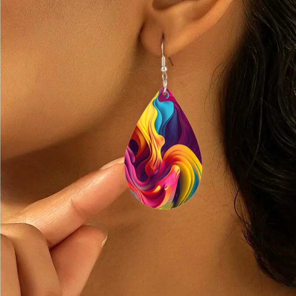SOLD**Swirling In Colors Waterdrop Earrings**SOLD